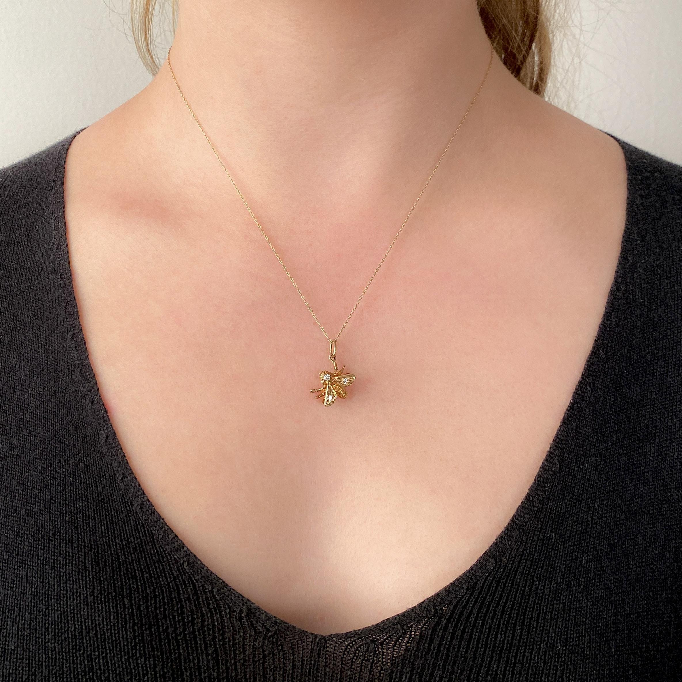 Vintage Diamant Biene Charme von 12ct Gold im Zustand „Gut“ im Angebot in Lewisburg, PA