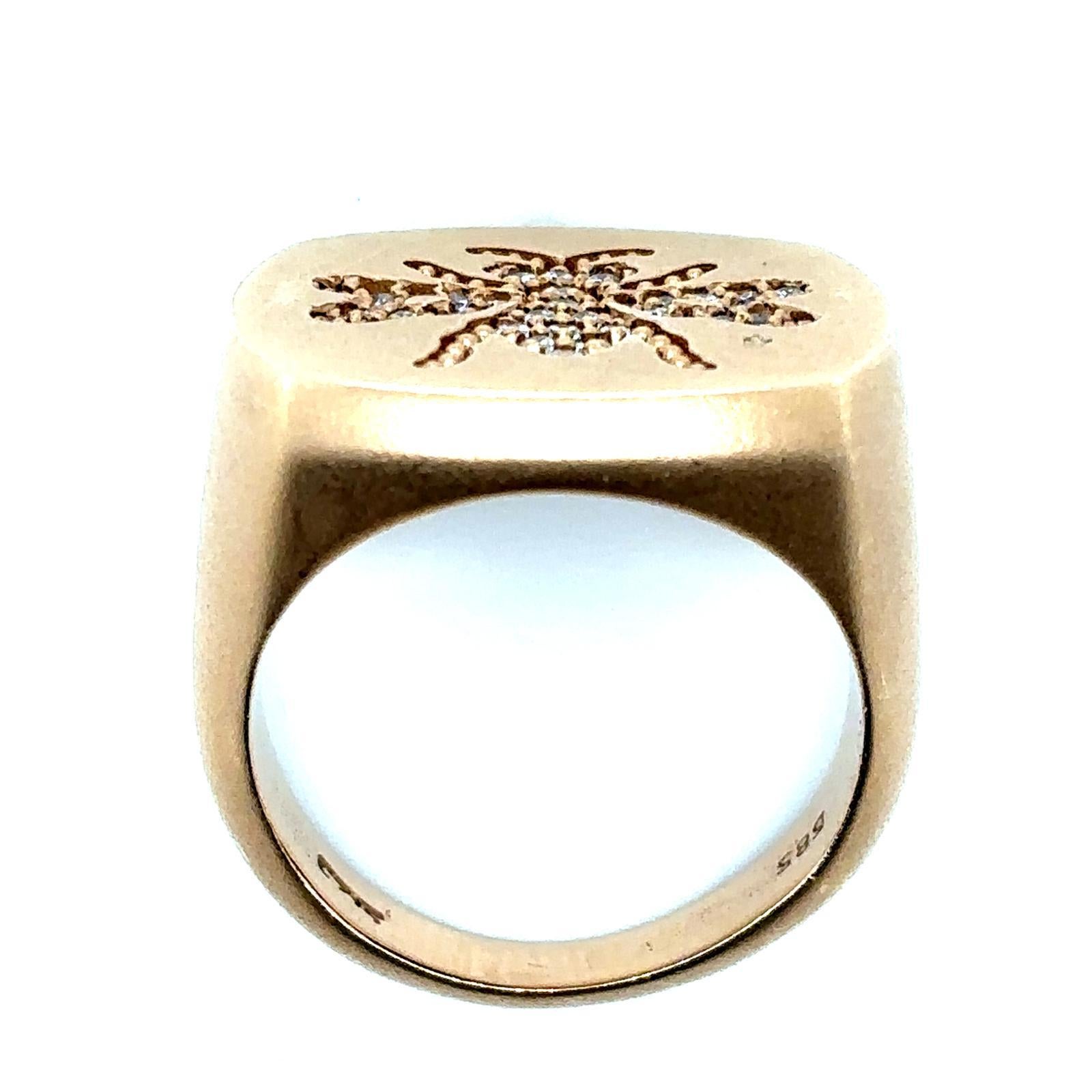 Anello con diamante d'epoca e ape in oro rosa 14 carati in vendita 5