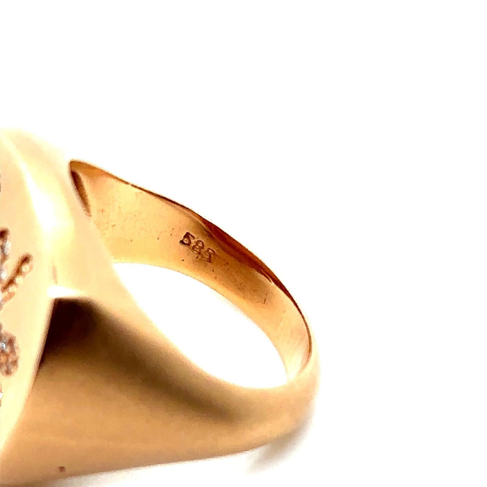 Anello con diamante d'epoca e ape in oro rosa 14 carati in vendita 3
