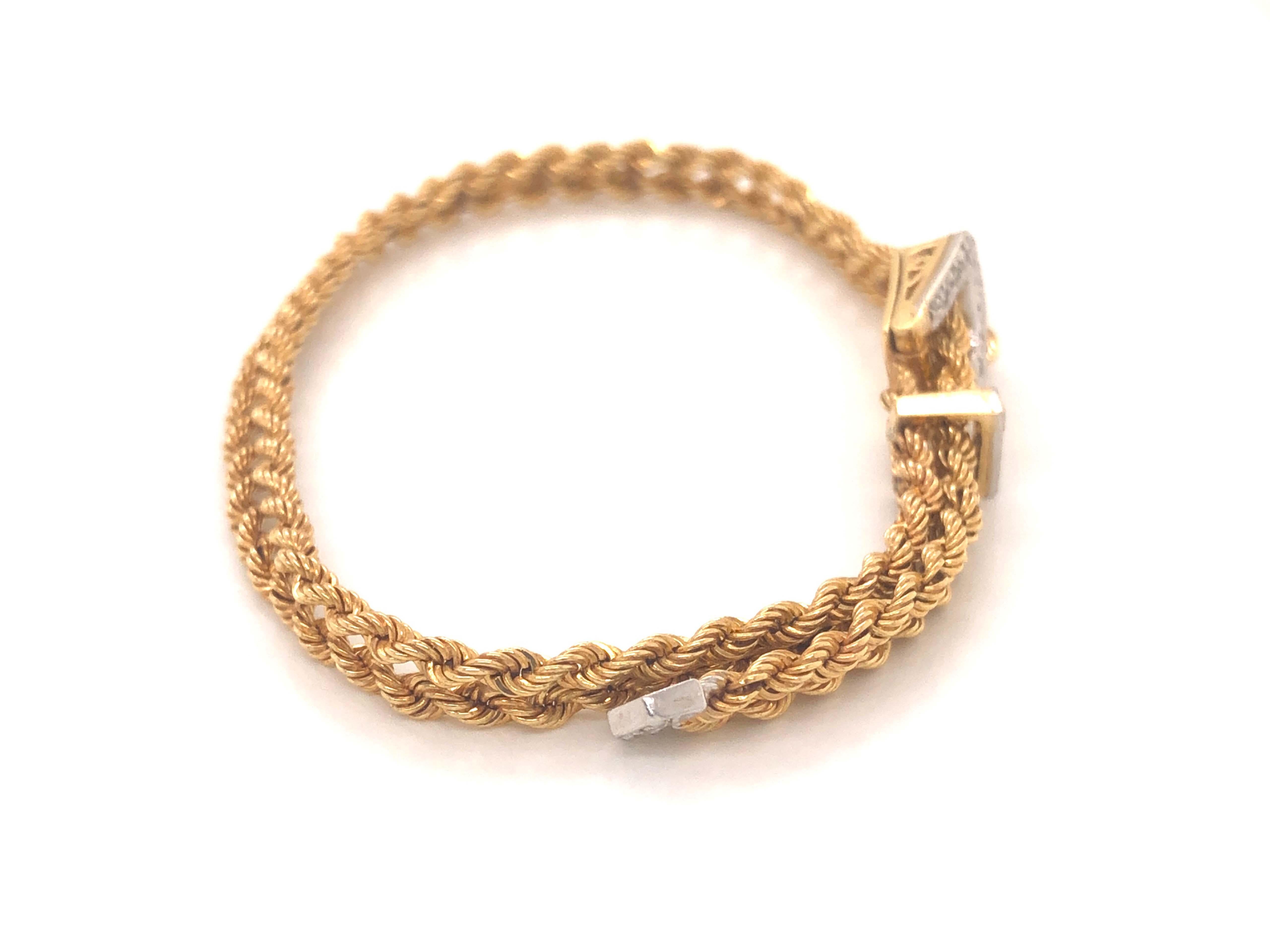 Modern Vintage Diamond Belt Double Rope Bracelet in 14k Yellow Gold SM