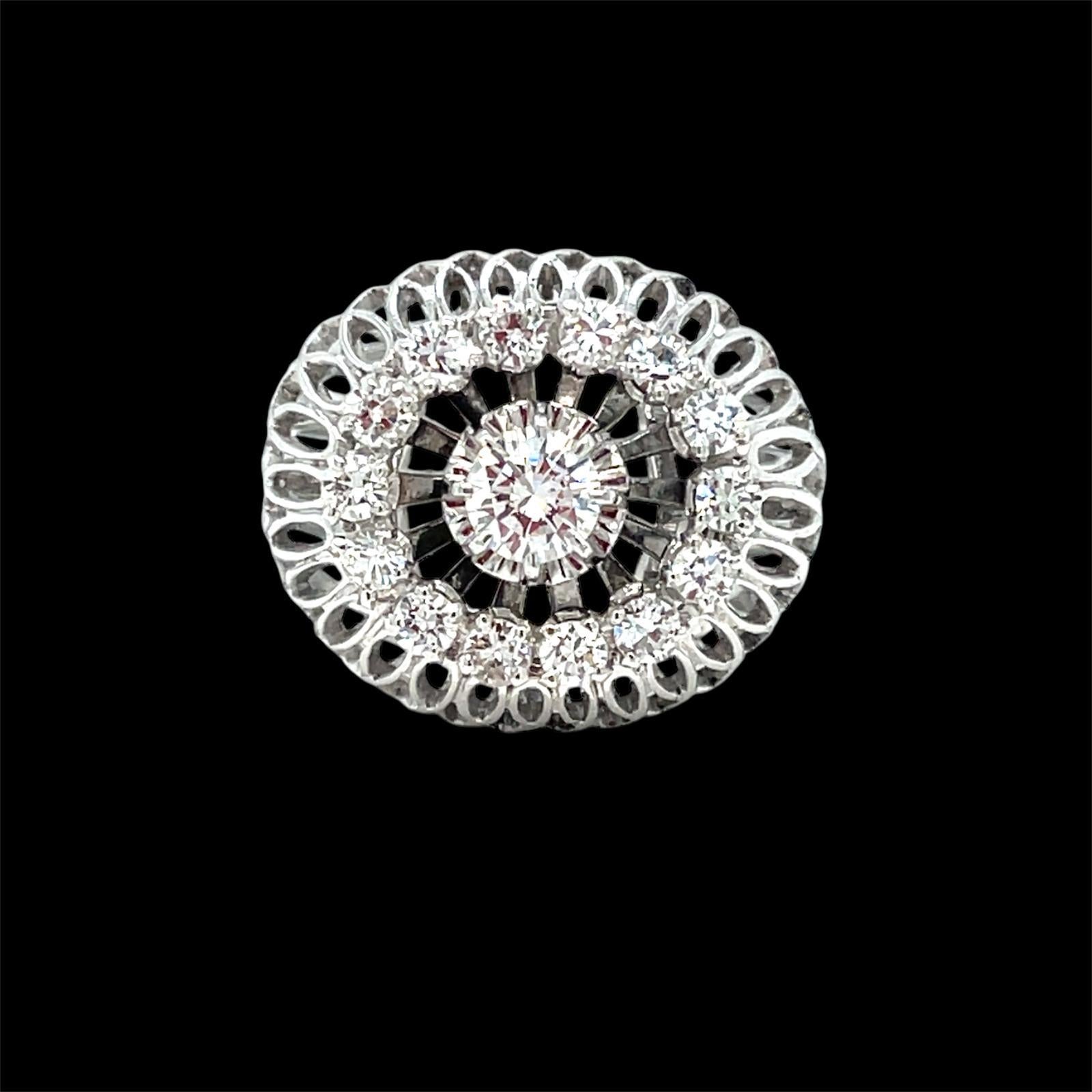 Retro Vintage Diamond Bombe Ring For Sale