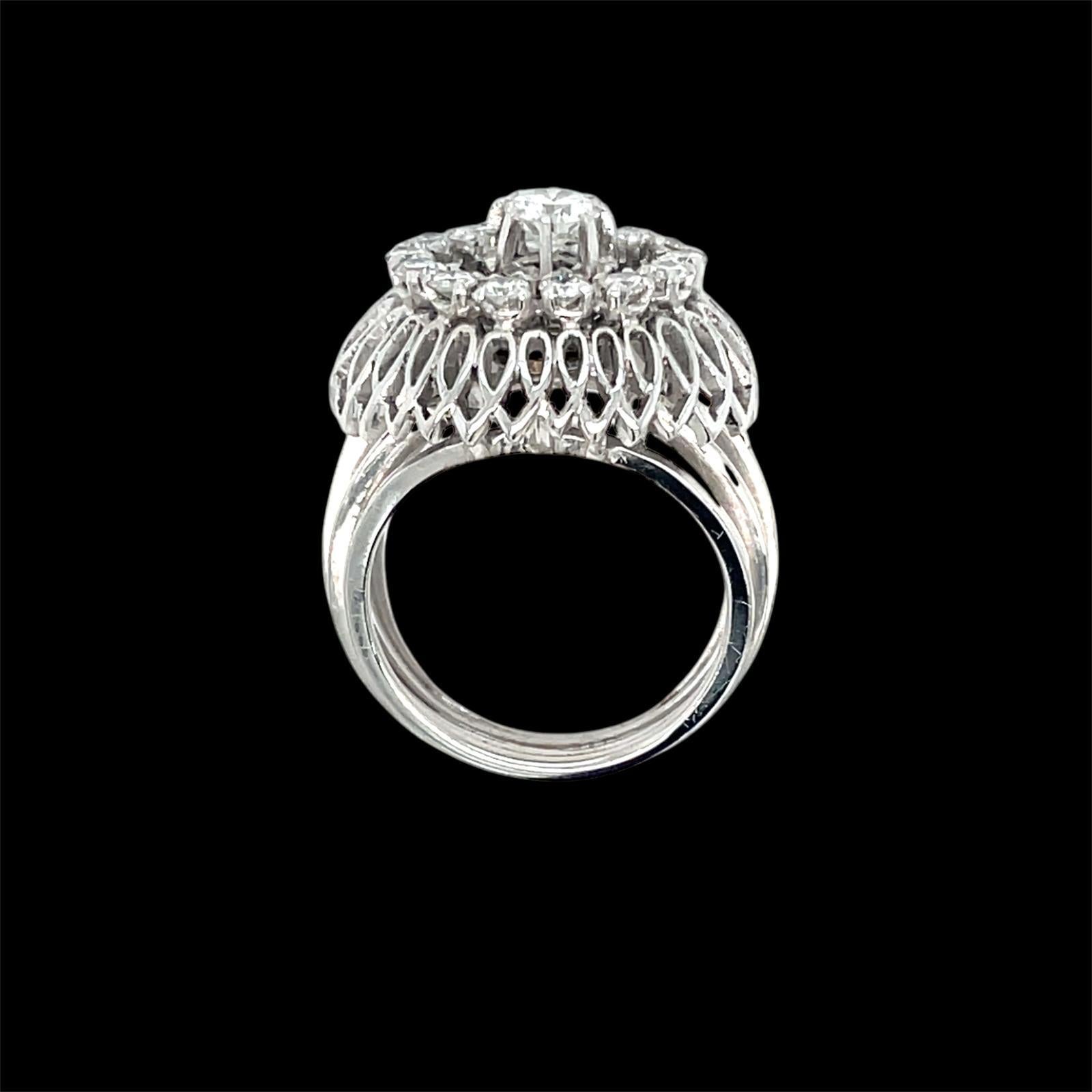 Vintage Diamond Bombe Ring For Sale 2