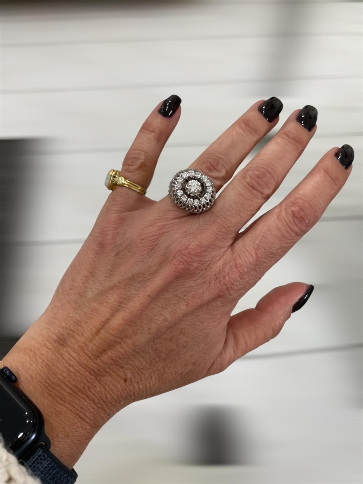Vintage Diamond Bombe Ring For Sale 3