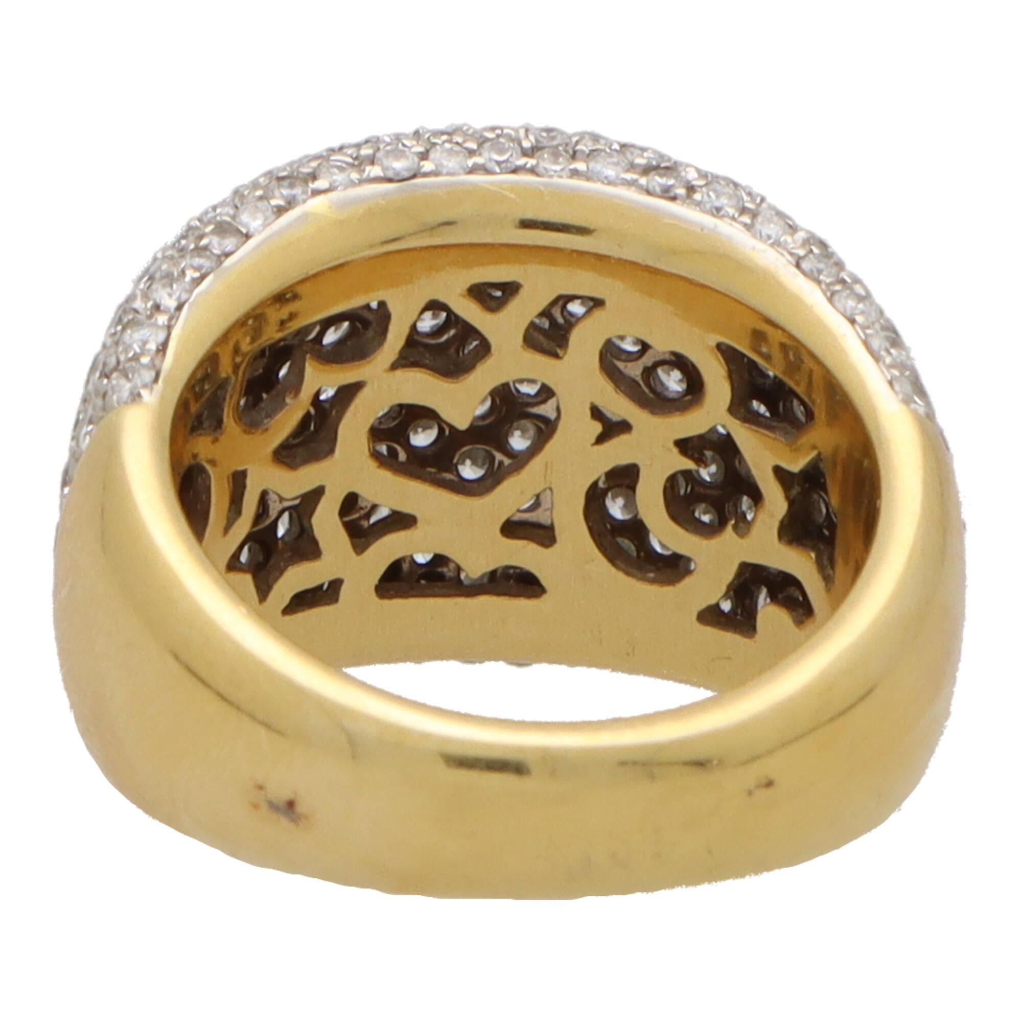 Vintage Diamond Bombe Ring in 18k Yellow and White Gold For Sale 1