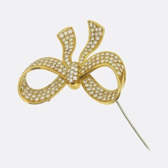 Vintage Diamond Bow Brooch