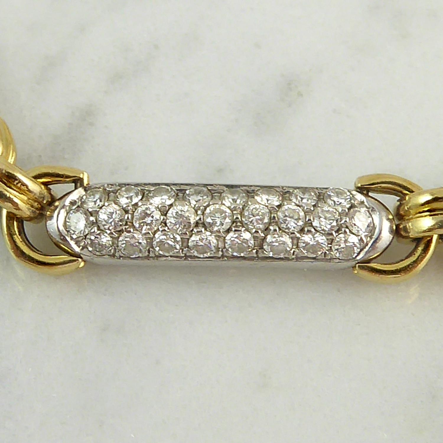 Women's or Men's Vintage Diamond Bracelet, Approx. 1.20 Carat, Yellow Gold White Gold