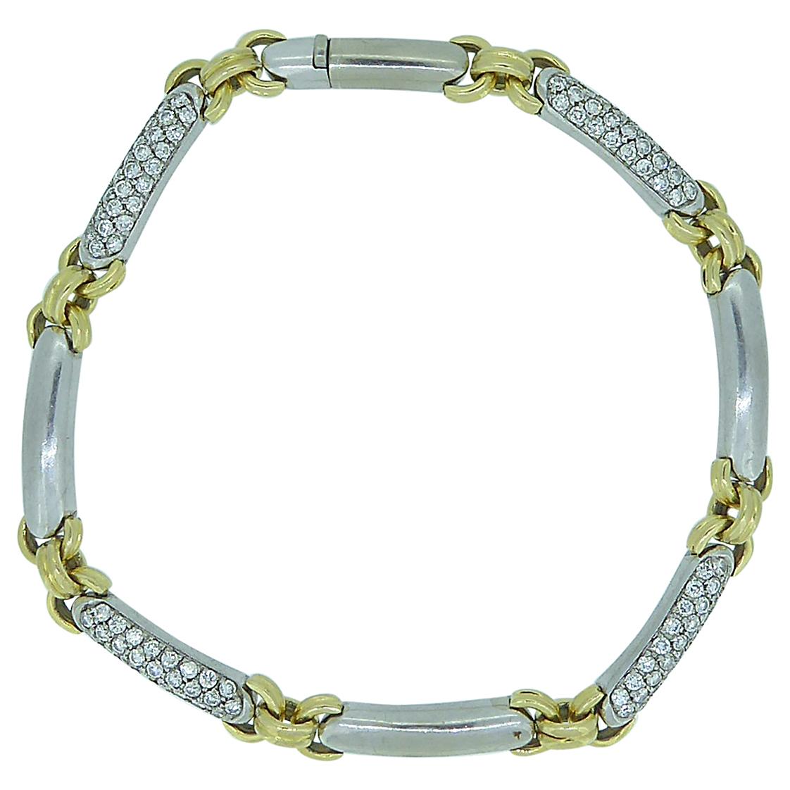 Vintage Diamond Bracelet, Approx. 1.20 Carat, Yellow Gold White Gold