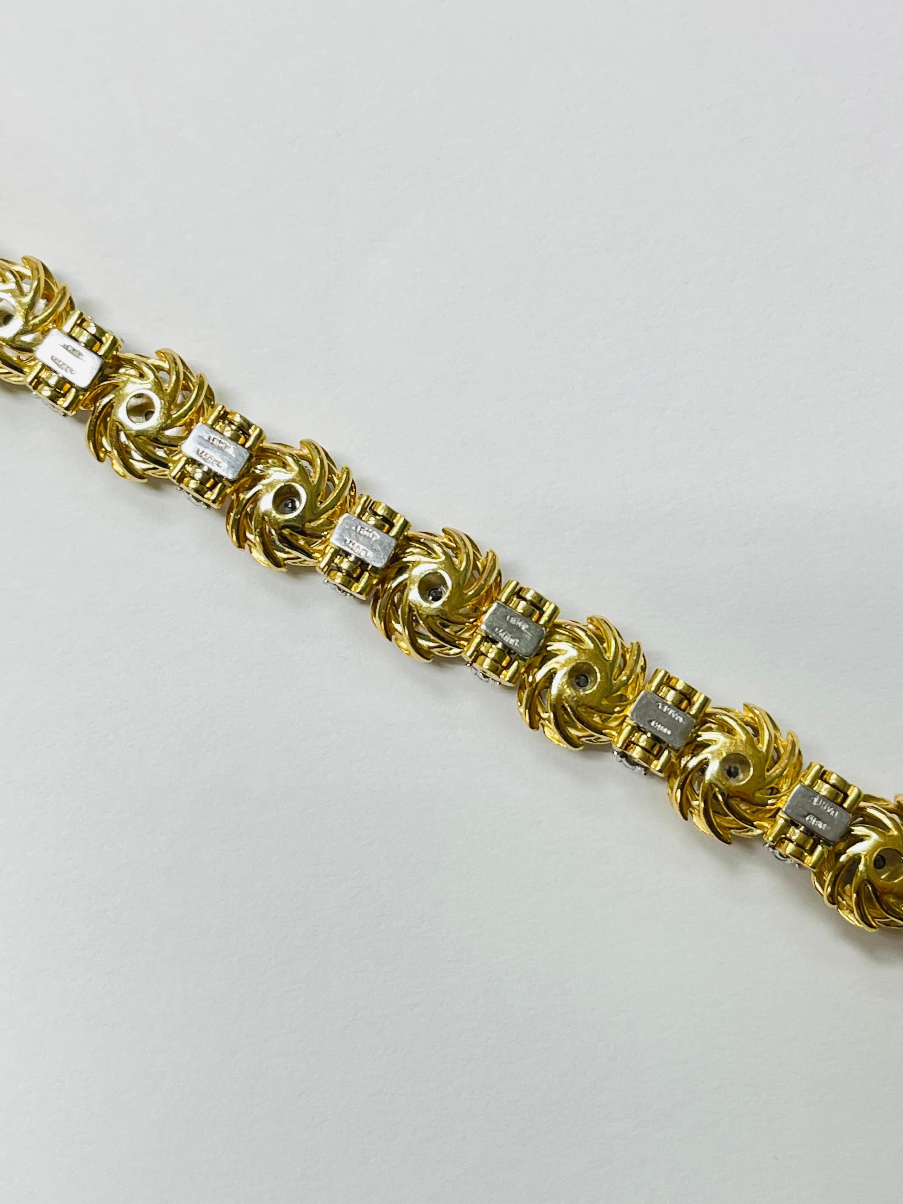 Jabel Vintage Diamond Bracelet in 18 Karat Yellow and White Gold. In Excellent Condition For Sale In New York, NY