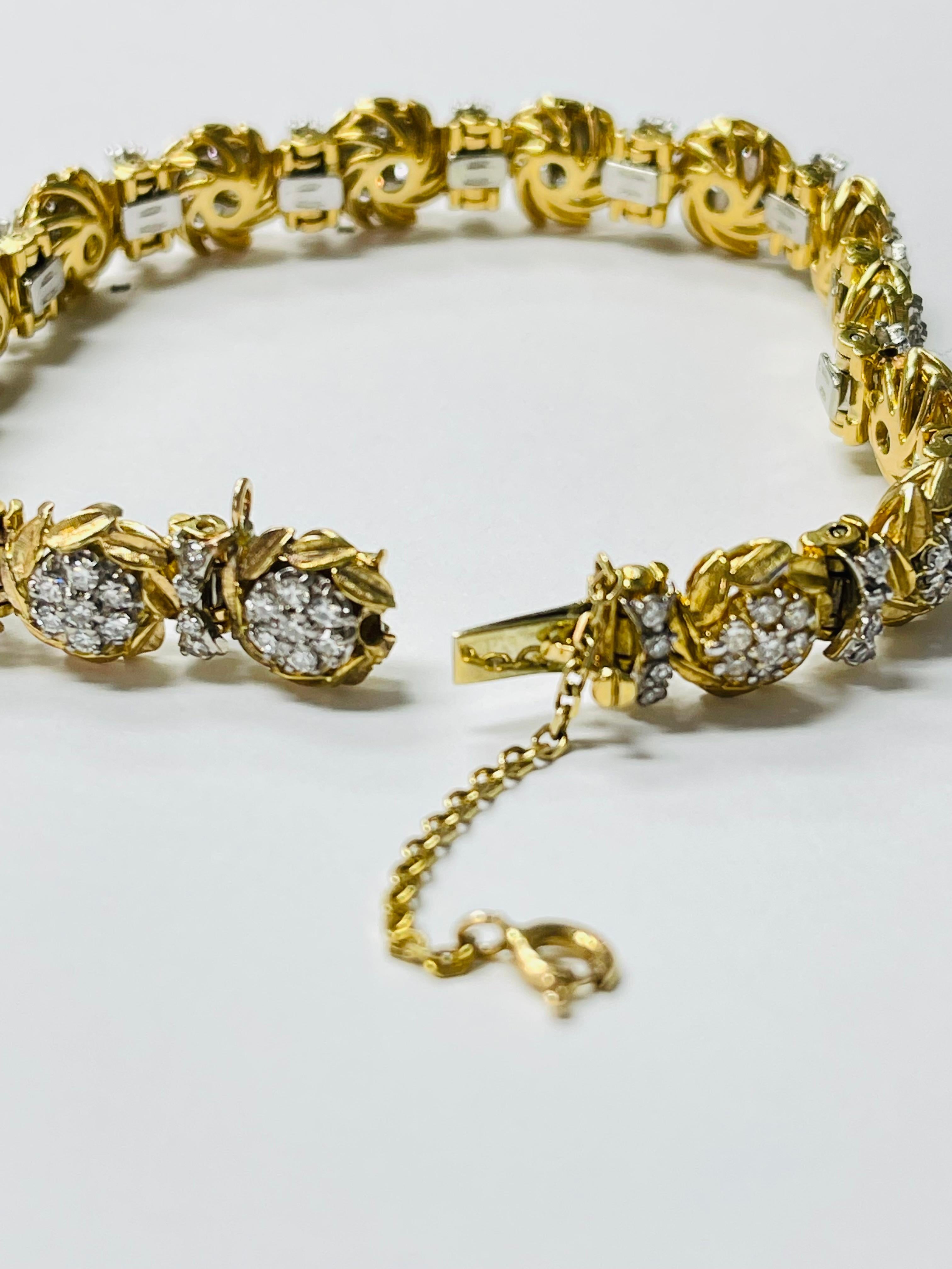 Women's Jabel Vintage Diamond Bracelet in 18 Karat Yellow and White Gold. For Sale