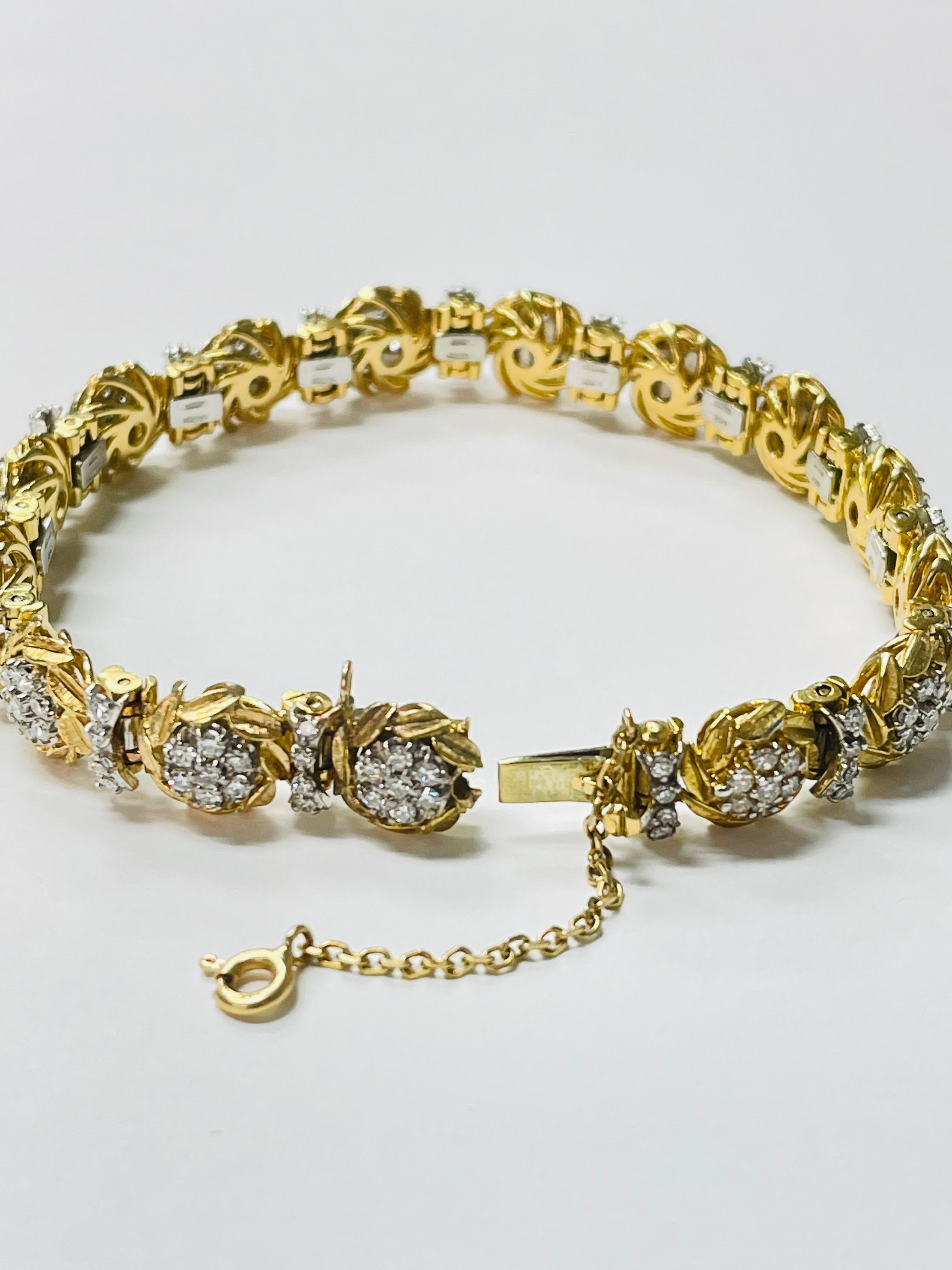 Jabel Vintage Diamond Bracelet in 18 Karat Yellow and White Gold. For Sale 1