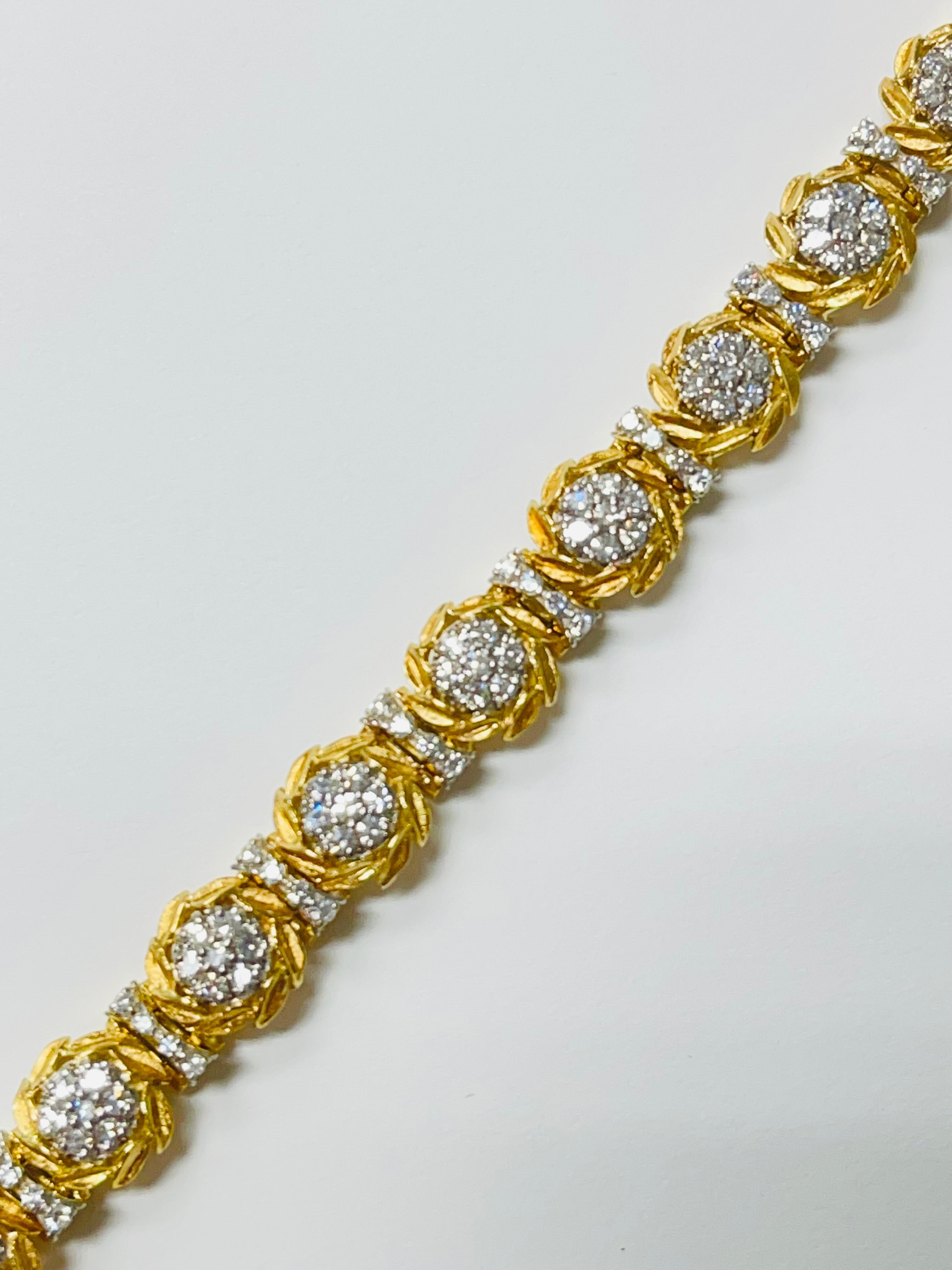 Jabel Vintage Diamond Bracelet in 18 Karat Yellow and White Gold. For Sale 2