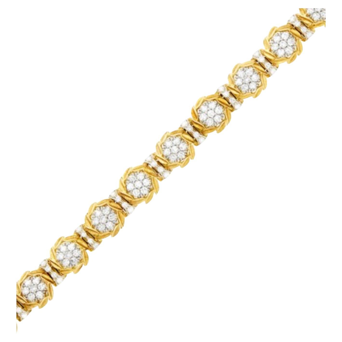 Jabel Vintage Diamond Bracelet in 18 Karat Yellow and White Gold. For Sale
