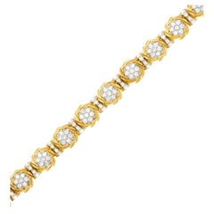 Jabel Bracelet vintage en or jaune et blanc 18 carats avec diamants.