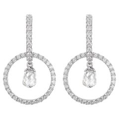 1.43Ct Vintage Diamond Briolette Dangle Earrings in 18 Karat Gold