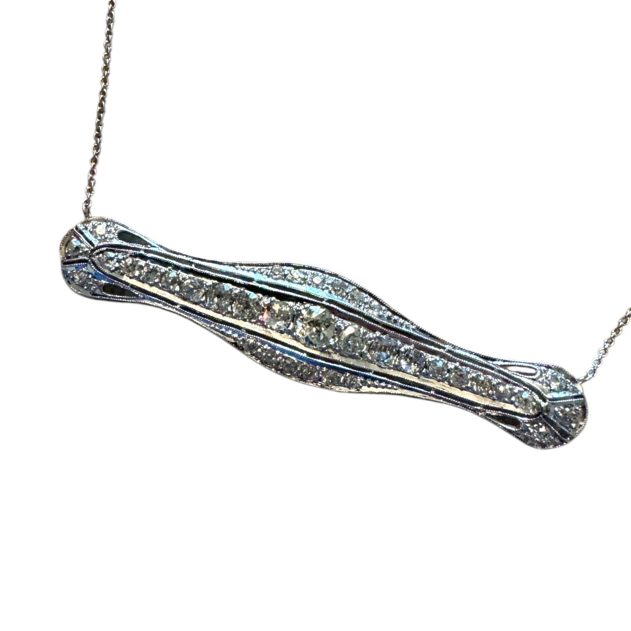 Collana di conversione con spilla di diamanti vintage in vendita 1