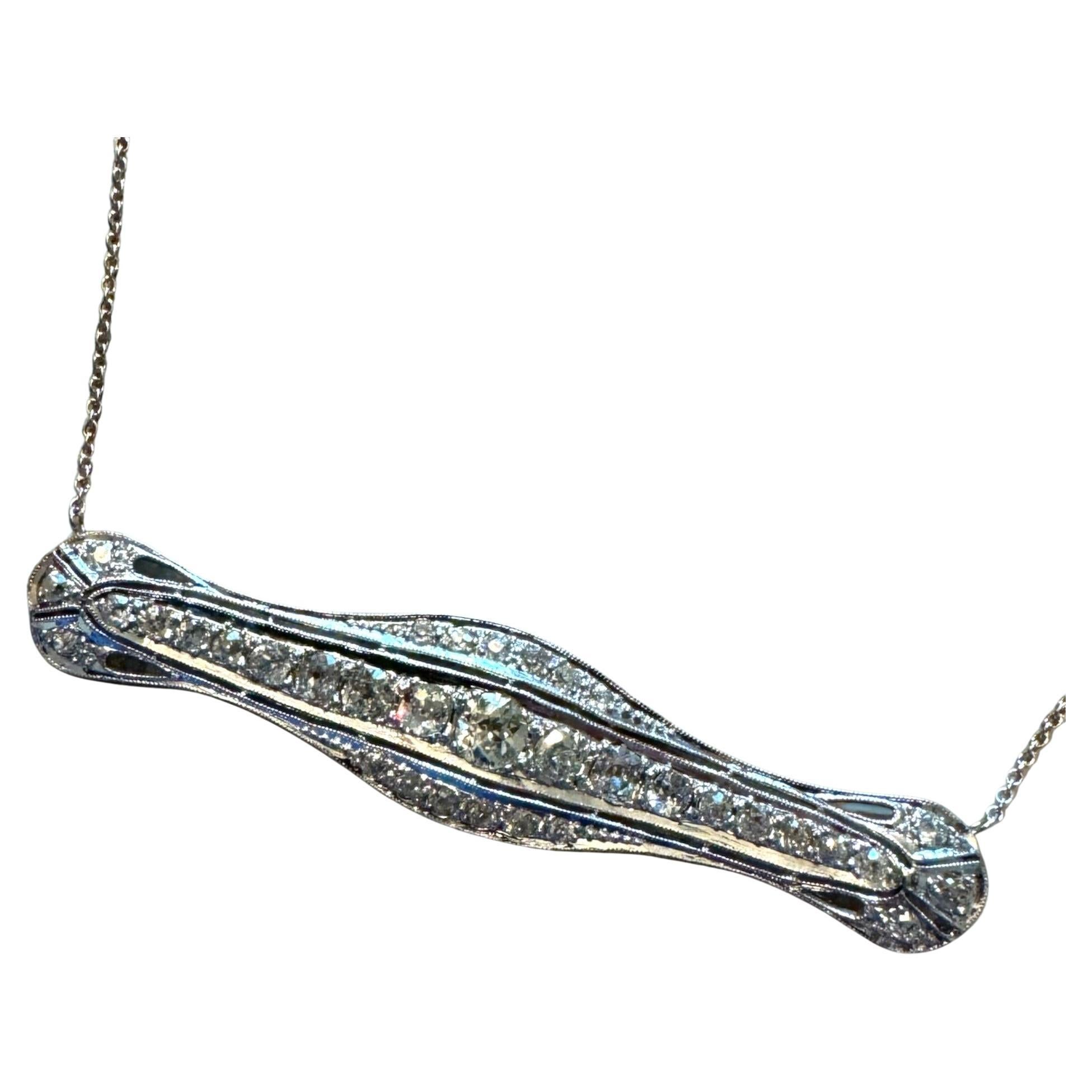 Collana di conversione con spilla di diamanti vintage