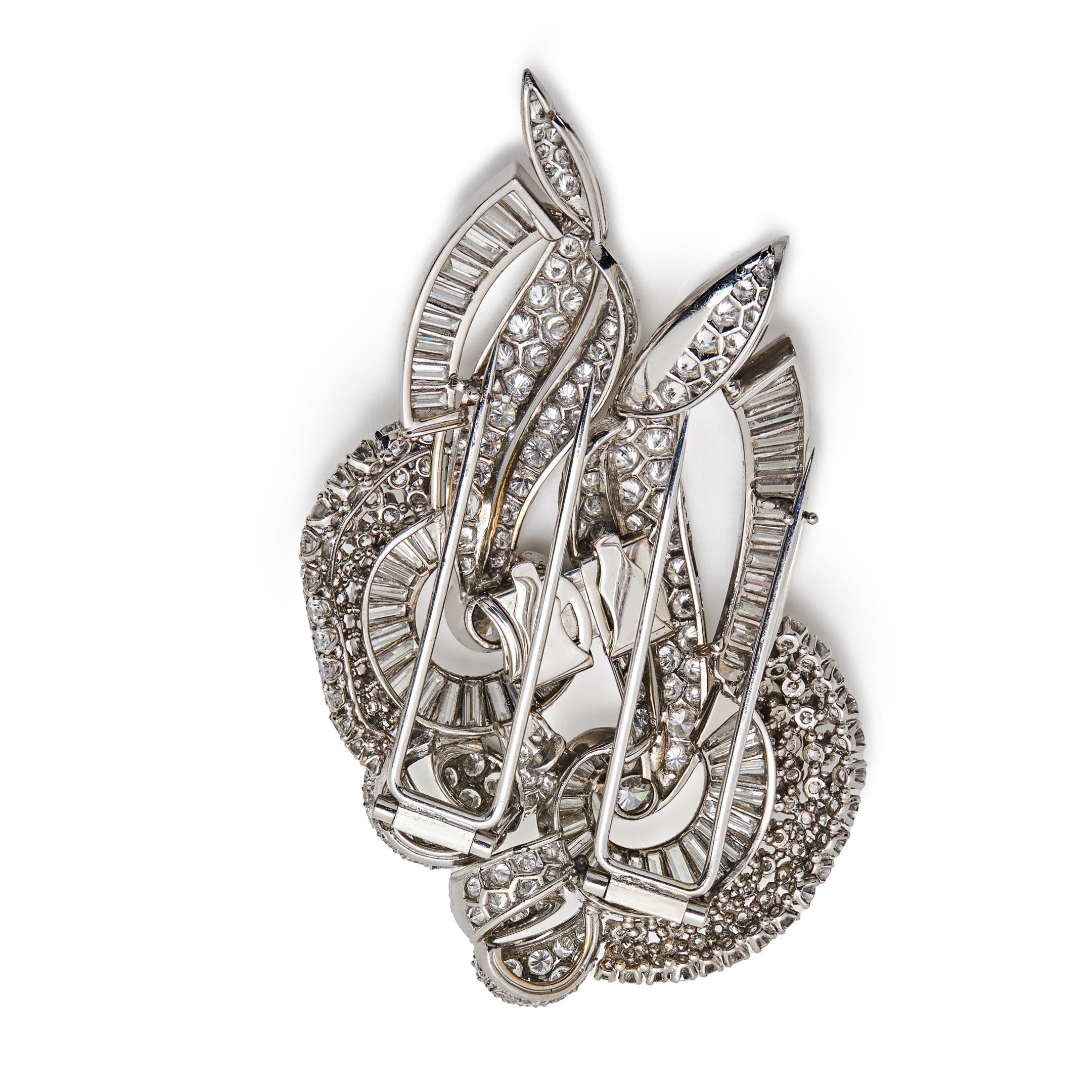 Baguette Cut Vintage Diamond Brooch