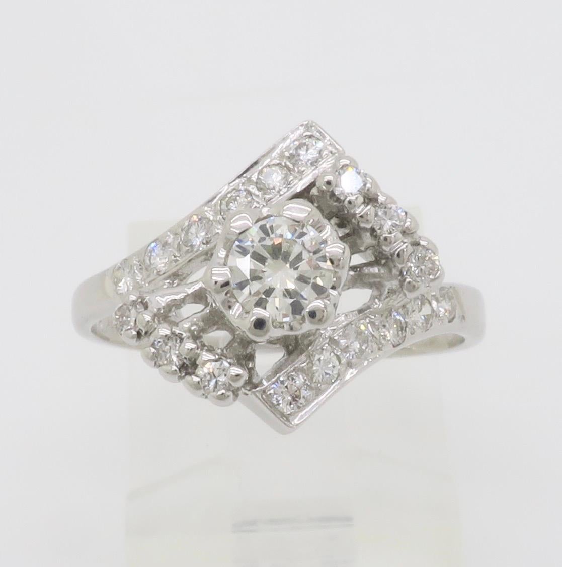 Vintage Diamond Bypass Ring For Sale 12