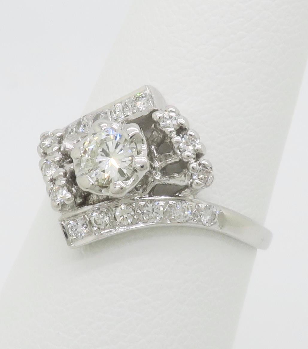 Women's Vintage Diamond Bypass Ring For Sale