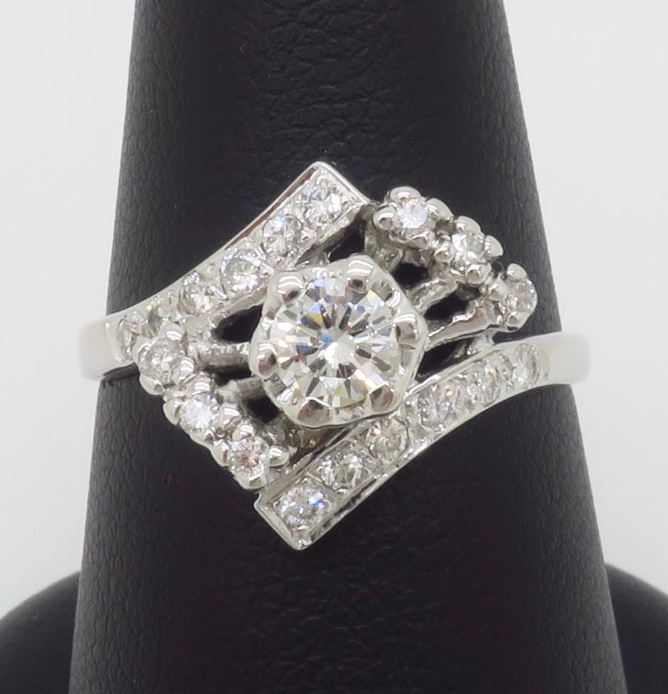 Vintage Diamond Bypass Ring For Sale 2