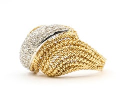 Vintage Diamond Cable Ring in 18k Yellow Gold