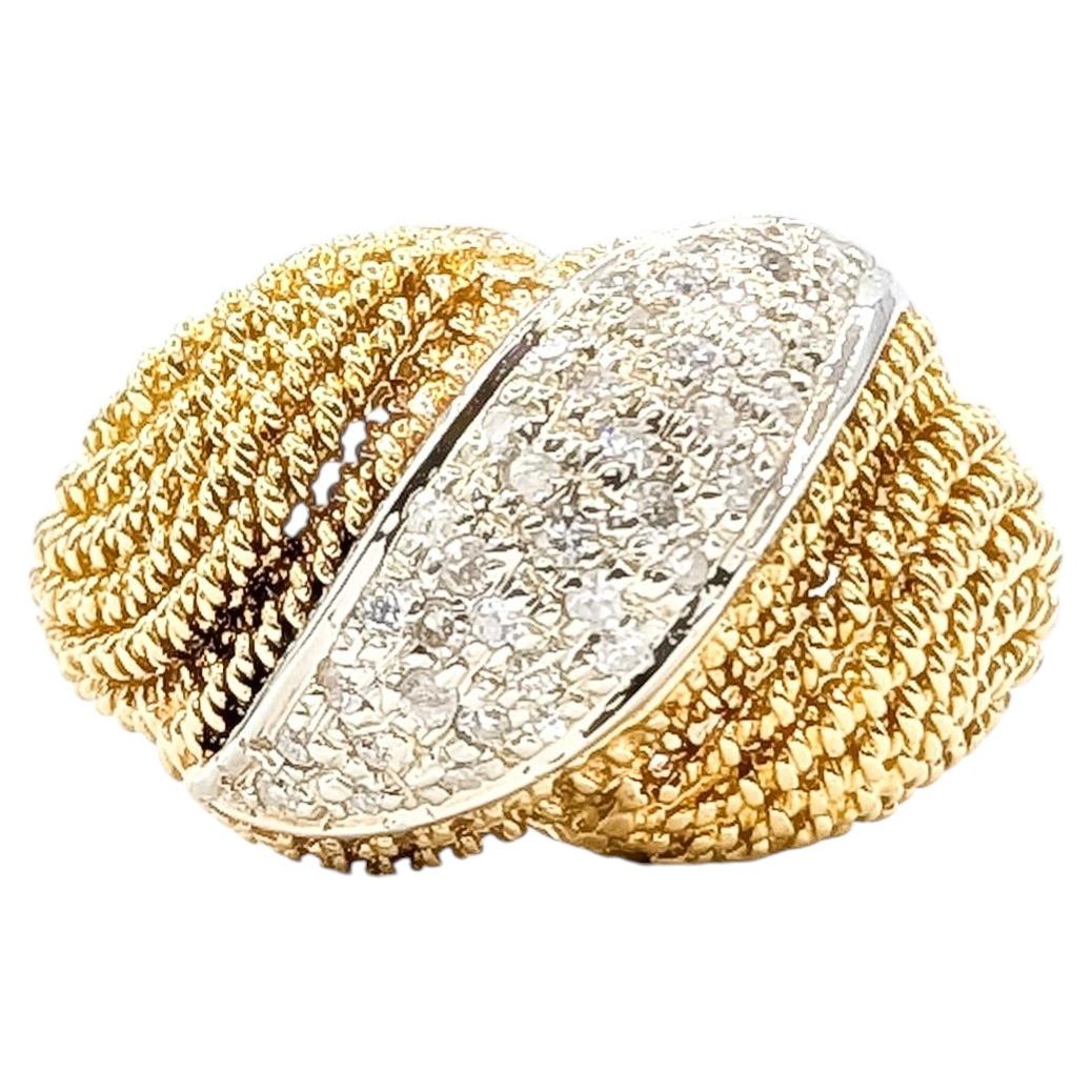 Vintage Diamond Cable Ring in 18k Yellow Gold