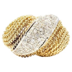 Vintage Diamond Cable Ring in 18k Yellow Gold