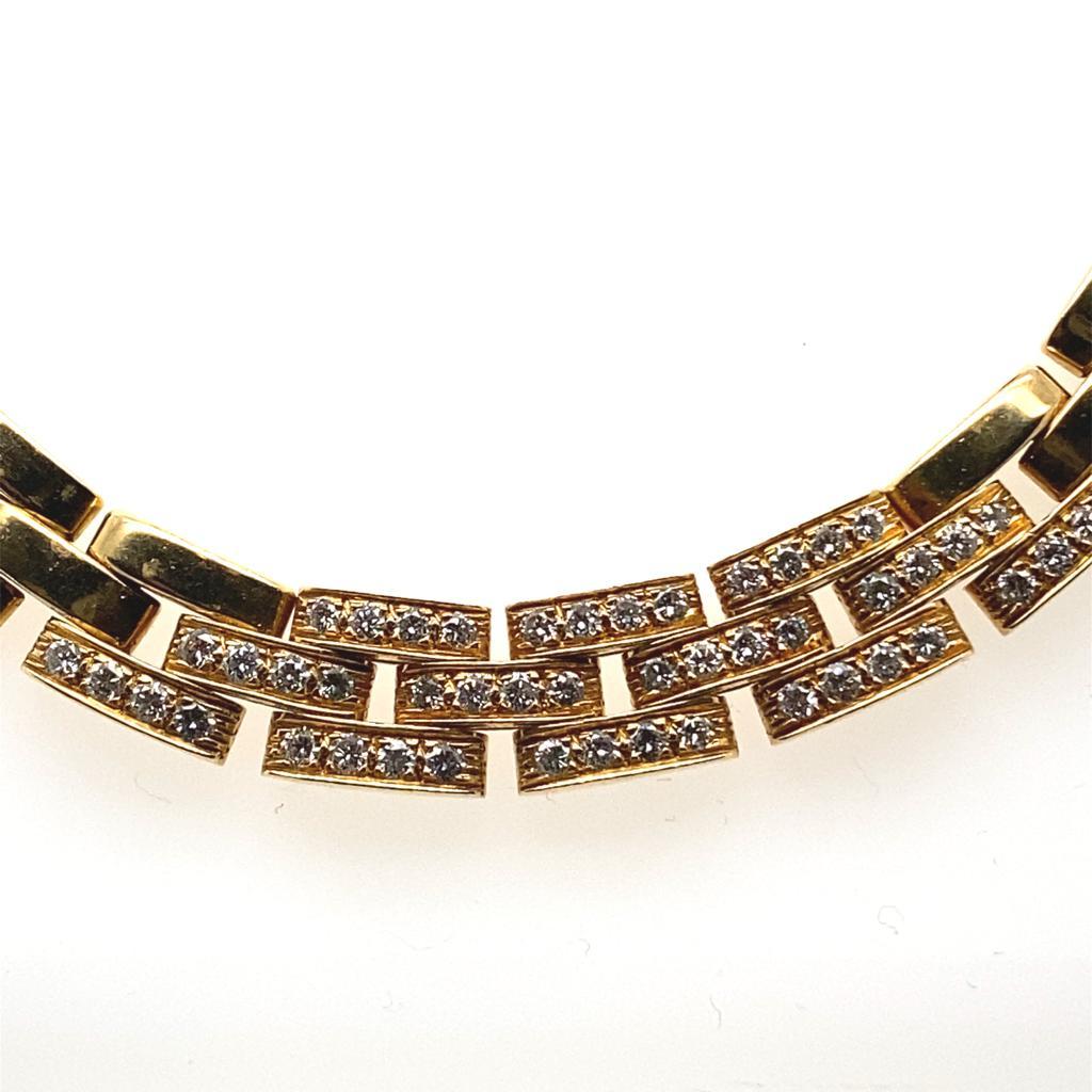 Vintage Diamond Cartier Panthère Brick Link 18 Karat Gelbgold Halsband Halskette im Zustand „Gut“ im Angebot in London, GB