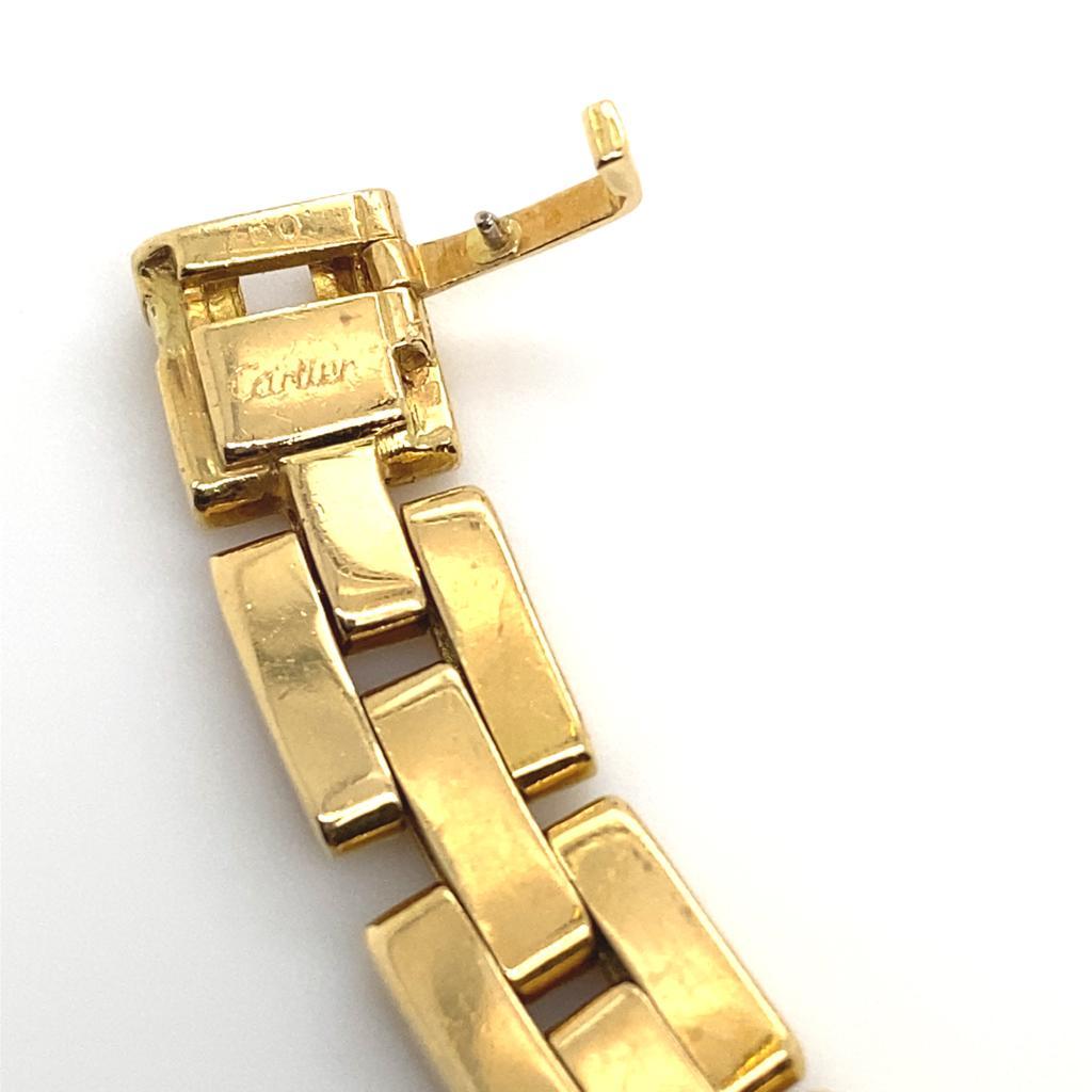Round Cut Vintage Diamond Cartier Panthère Brick Link 18 Karat Yellow Gold Collar Necklace For Sale