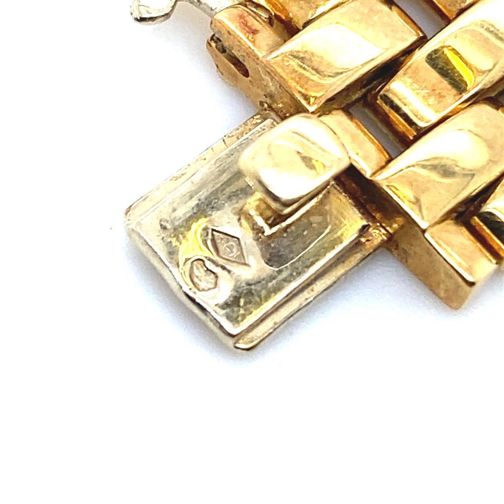 Collier Vintage diamant Cartier Panthère Brick Link en or jaune 18 carats en vente 2