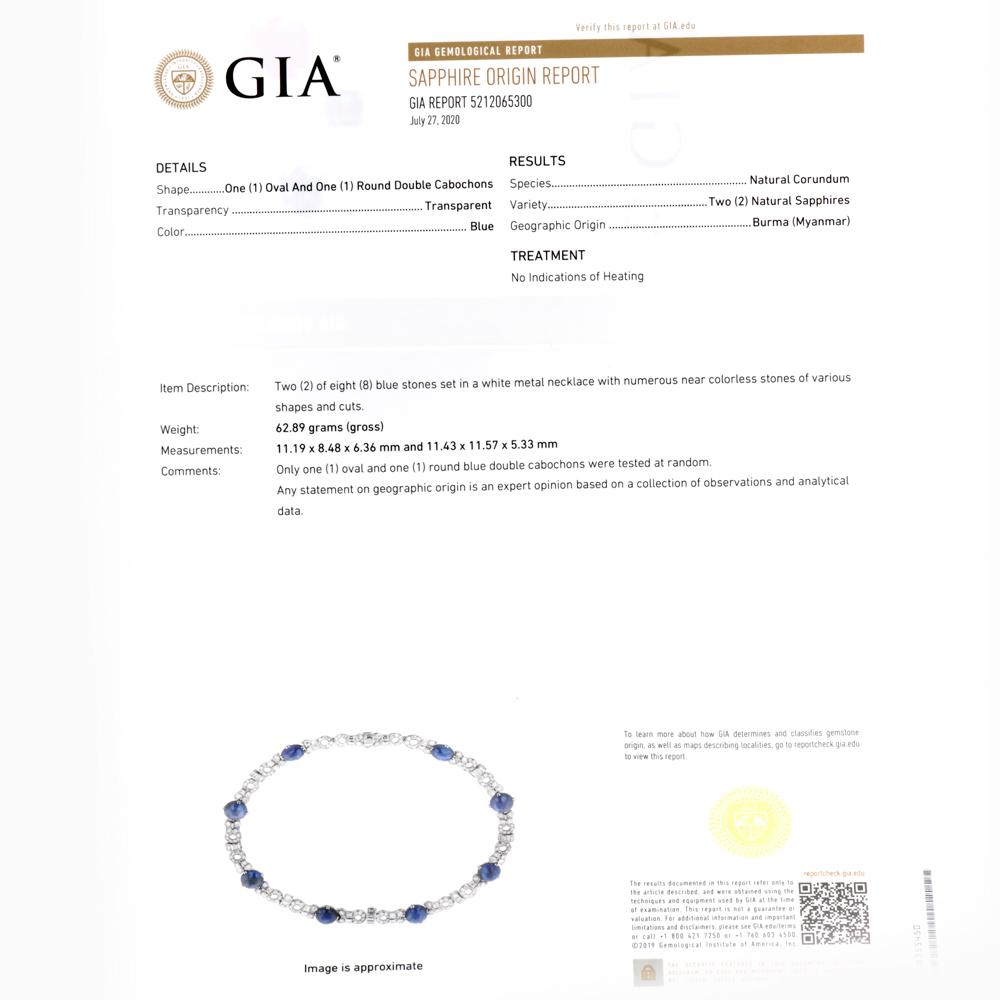 Saphir BURMA non chauffé du GIA et diamants  Bracelet et collier en platine  en vente 1