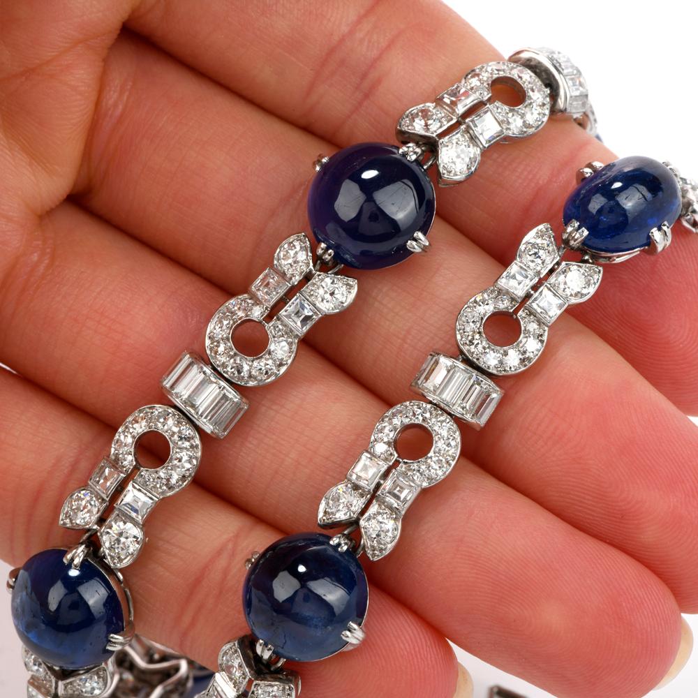 Vintage GIA No-Heat BURMA Sapphire Diamant  Platin-Armband & Halskette  im Zustand „Hervorragend“ im Angebot in Miami, FL