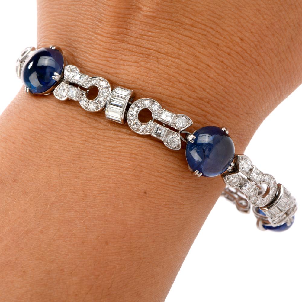 Vintage GIA No-Heat BURMA Sapphire Diamant  Platin-Armband & Halskette  Damen im Angebot