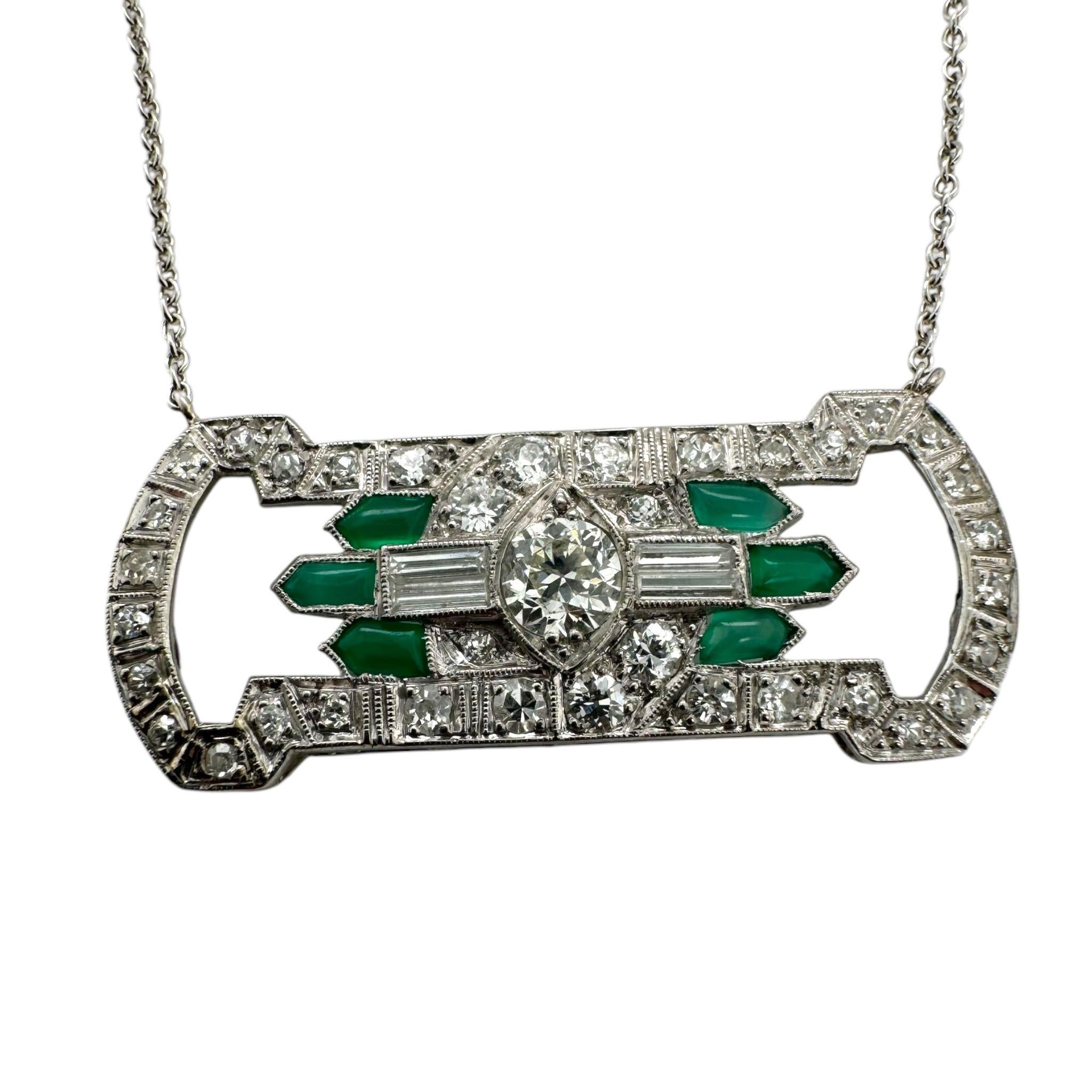 Women's Vintage Diamond & Chrysoprase Conversion Necklace