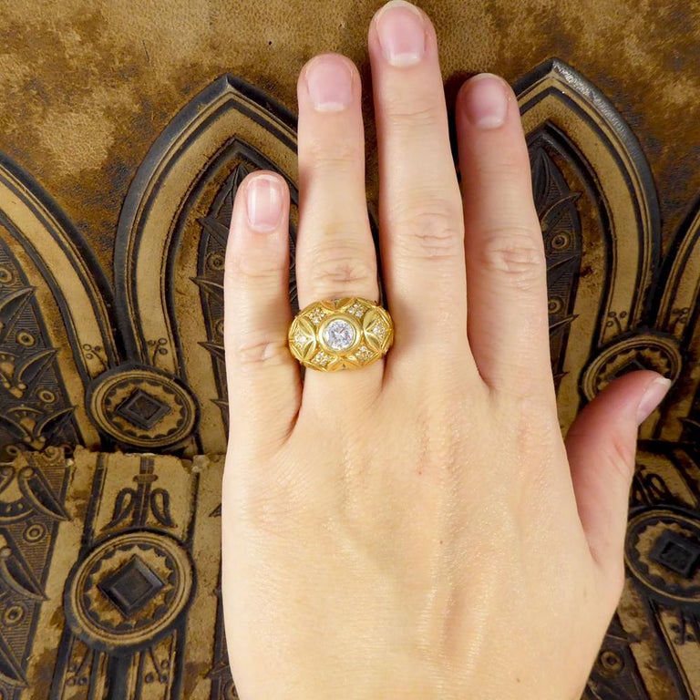 Vintage Diamond Chunky Cocktail Ring in 18 Carat Gold, French Hallmarks
