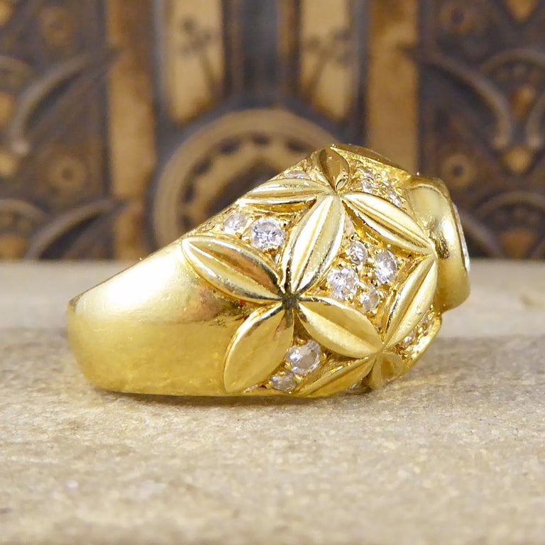 Vintage Diamond Chunky Cocktail Ring in 18 Carat Gold, French Hallmarks