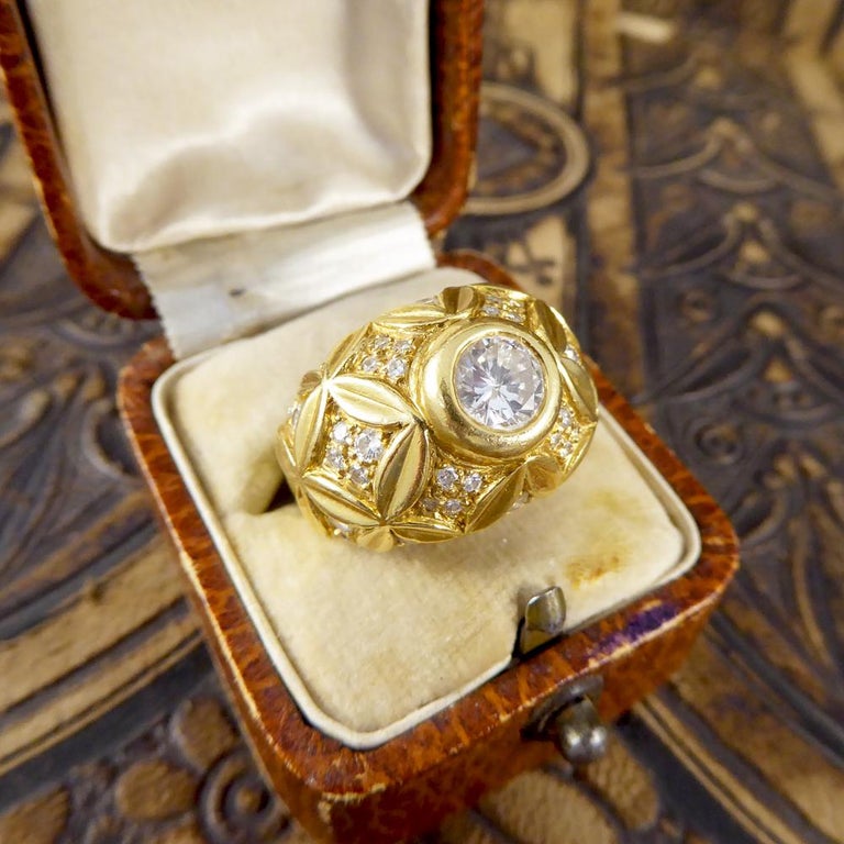 Vintage Diamond Chunky Cocktail Ring in 18 Carat Gold, French Hallmarks