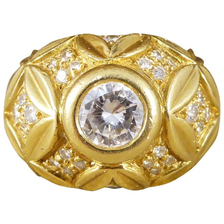 Vintage Diamond Chunky Cocktail Ring in 18 Carat Gold, French Hallmarks