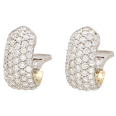 Vintage Diamond Chunky Hoop Earrings in Yellow Gold