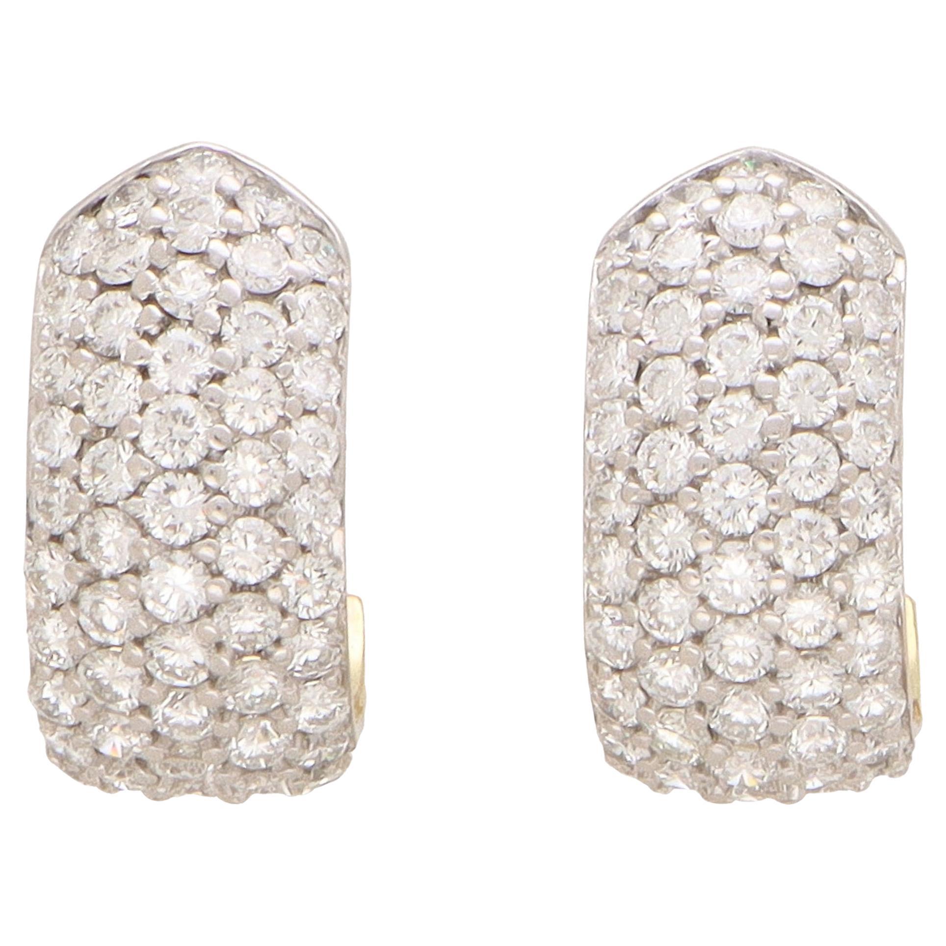 Vintage Chunky Hoop-Ohrringe aus Gelbgold mit Diamanten im Angebot