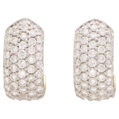 Vintage Diamond Chunky Hoop Earrings in Yellow Gold