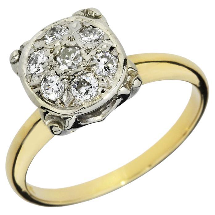 Bague vintage en grappe de diamants 14 carats