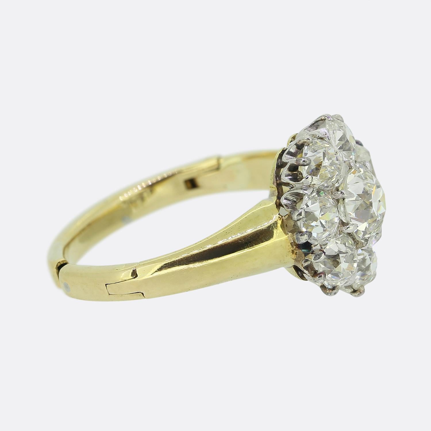 Vintage Diamant Cluster Arthritic Ring (Alteuropäischer Brillantschliff) im Angebot