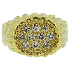 Vintage Diamond Cluster Carved Ring