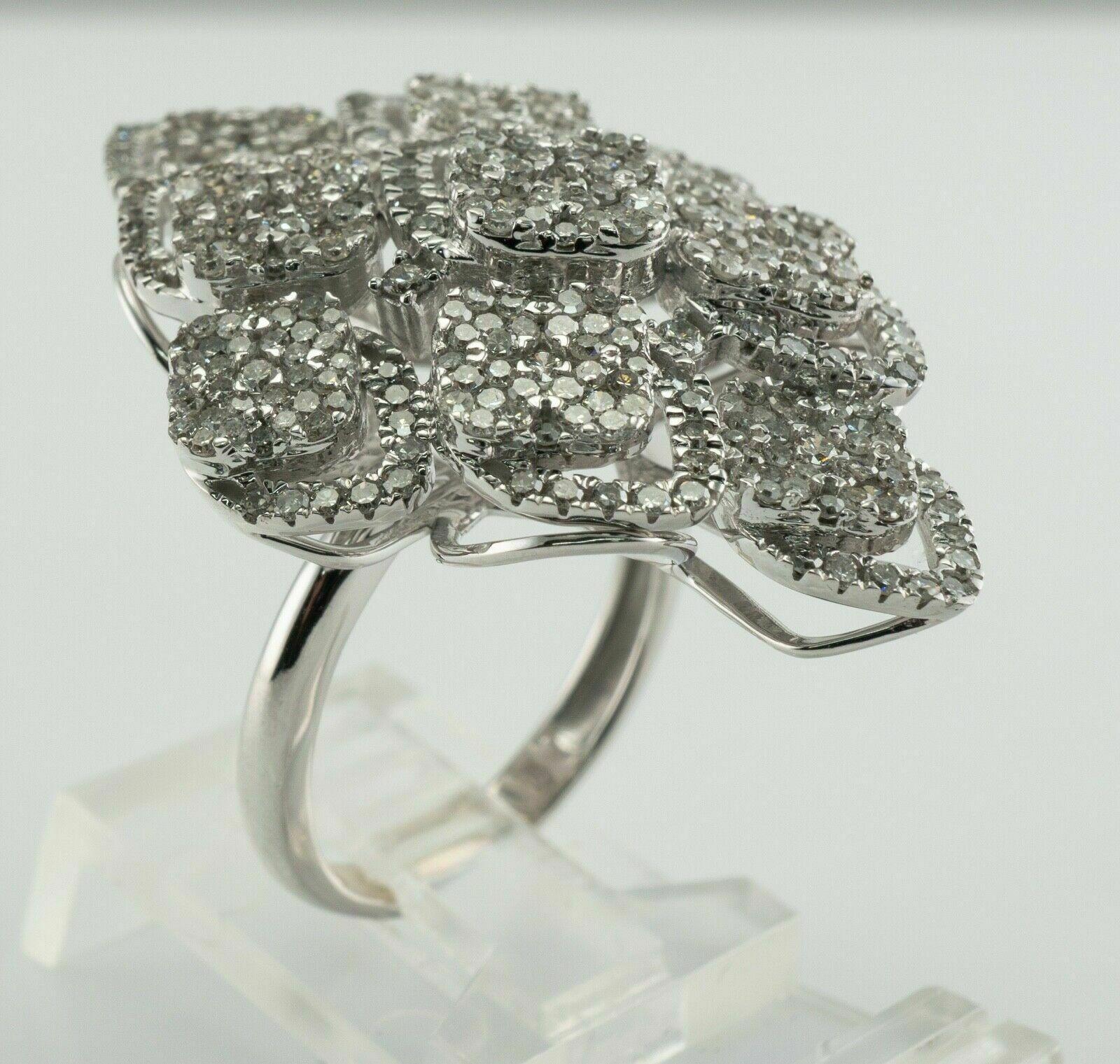 Anello cocktail con cluster di diamanti vintage in oro 14K Dichiarazione a scudo 2,70 ctw in vendita 5