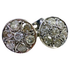 Vintage Diamant Cluster Ohrringe 14K Weißgold
