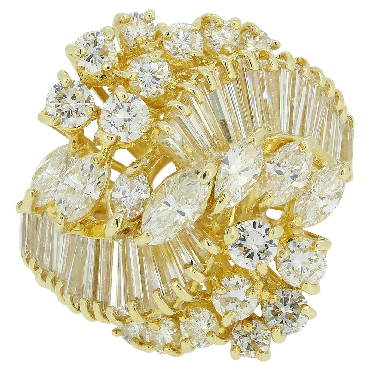 Vintage Diamond Cluster Dress Ring For Sale