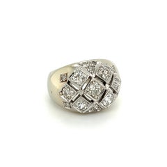 Vintage Diamond Cluster Gold Dome Ring