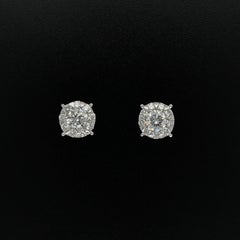 Vintage Diamond Cluster Gold Stud Earrings