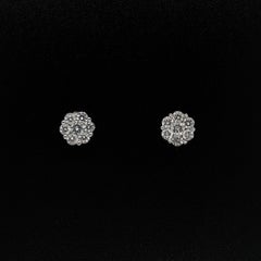 Vintage Diamond Cluster Gold Stud Screw Back Post Earrings